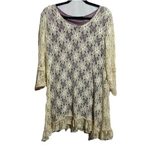 Adorn Womens Asymmetric Tunic Lace Floral Whimsigoth Lagenlook Fairy Dress XL